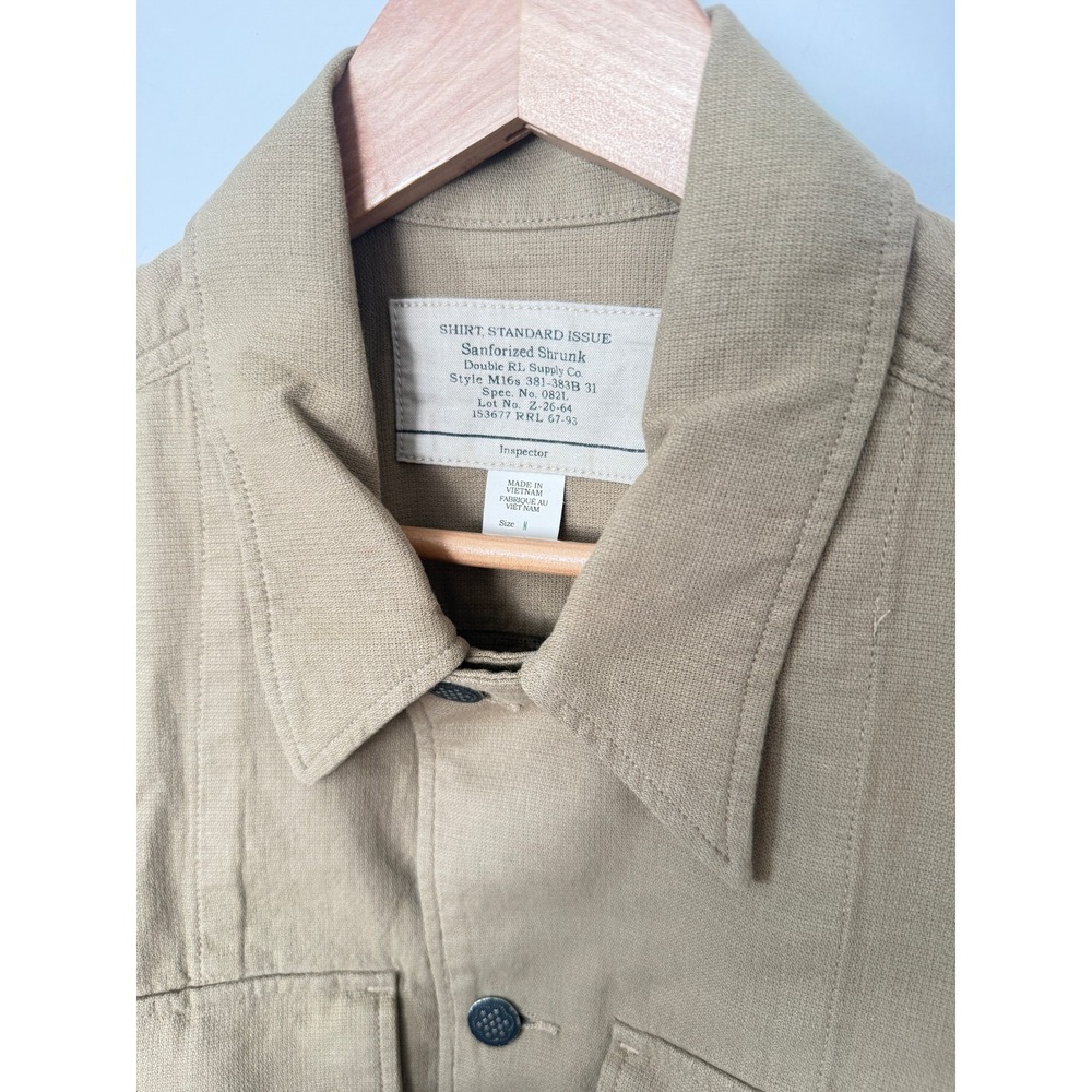 RRL Double RL Dobby Graphic Overshirt Military Stencil Tan Sanforized Jacket M - Picture 4 of 12